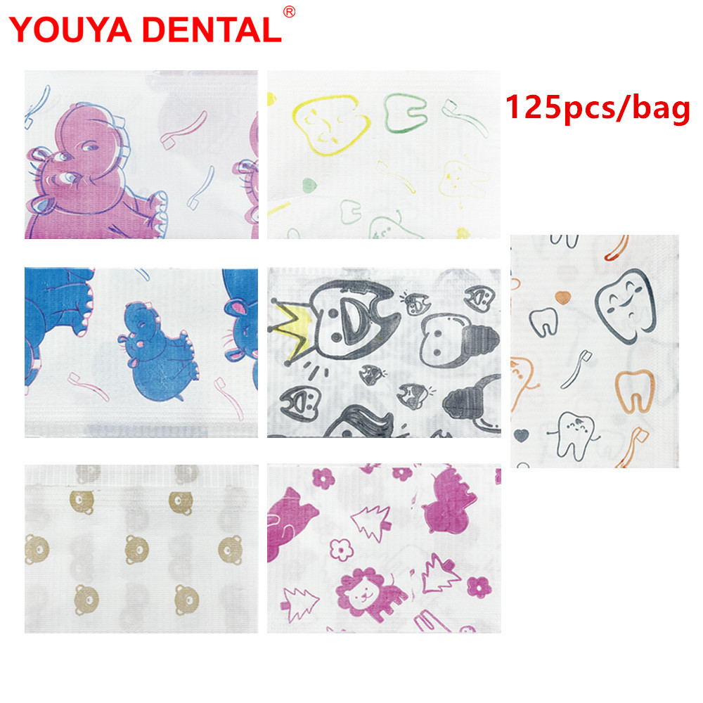 Table Cloth Disposable - 125 ชิ้นเด็กทันตกรรม Bibs ทิ้งผ้าพันคอน่ารักกันน้ํา Tattoo Clean