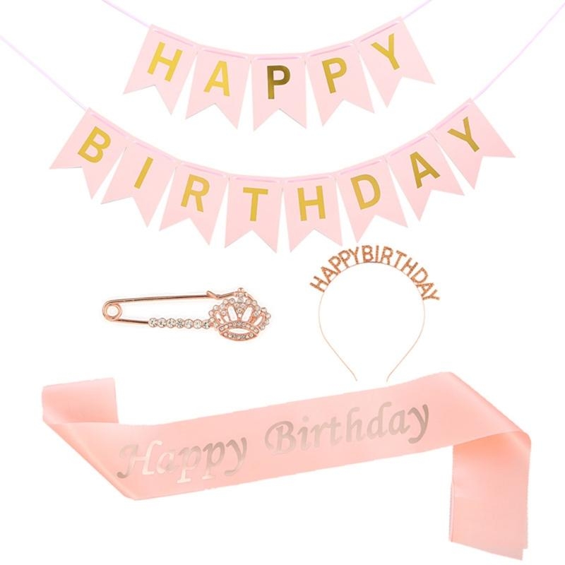 Birthday Sash Glitter - G92D 4 ชิ้นตกแต่งวันเกิดแชมเปญชุดวันเกิด Bright Sash Glitter