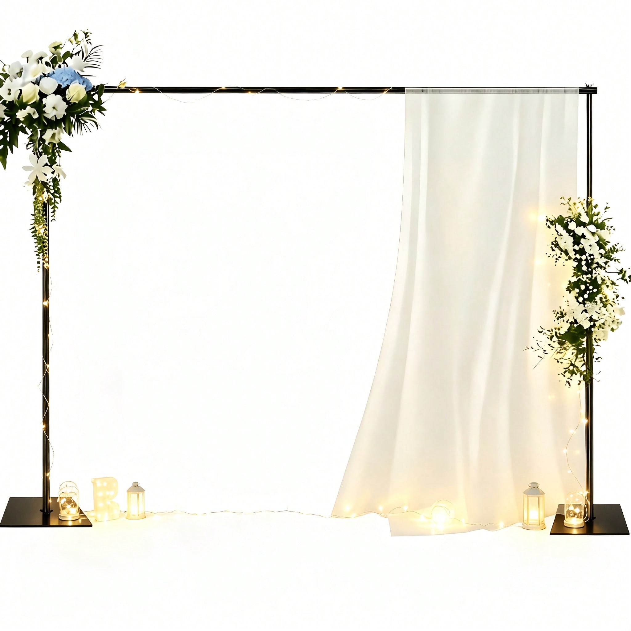 Photo Booth Frame - ชุดขาตั้งฉากหลังแบบมืออาชีพ ขาตั้งฉากหลังทันสมัย สีดำ โครงโลหะแข็งแรง ขนาด 6.5x10