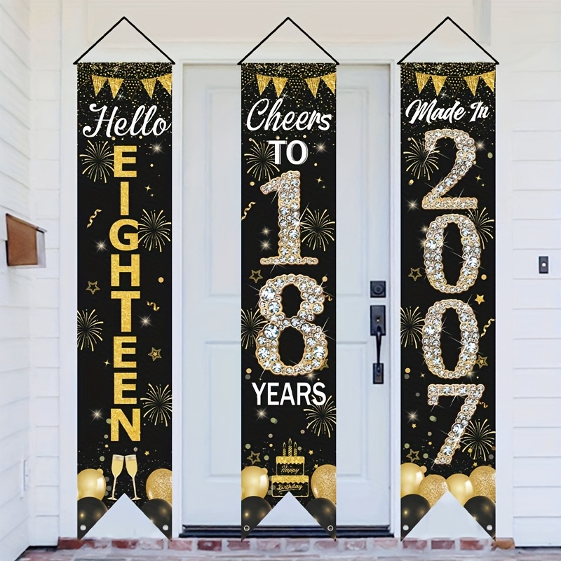 Party Banner Gold - ชุดแบนเนอร์ประตูวันเกิดครบรอบ 18 ปี 2 มิติ 3