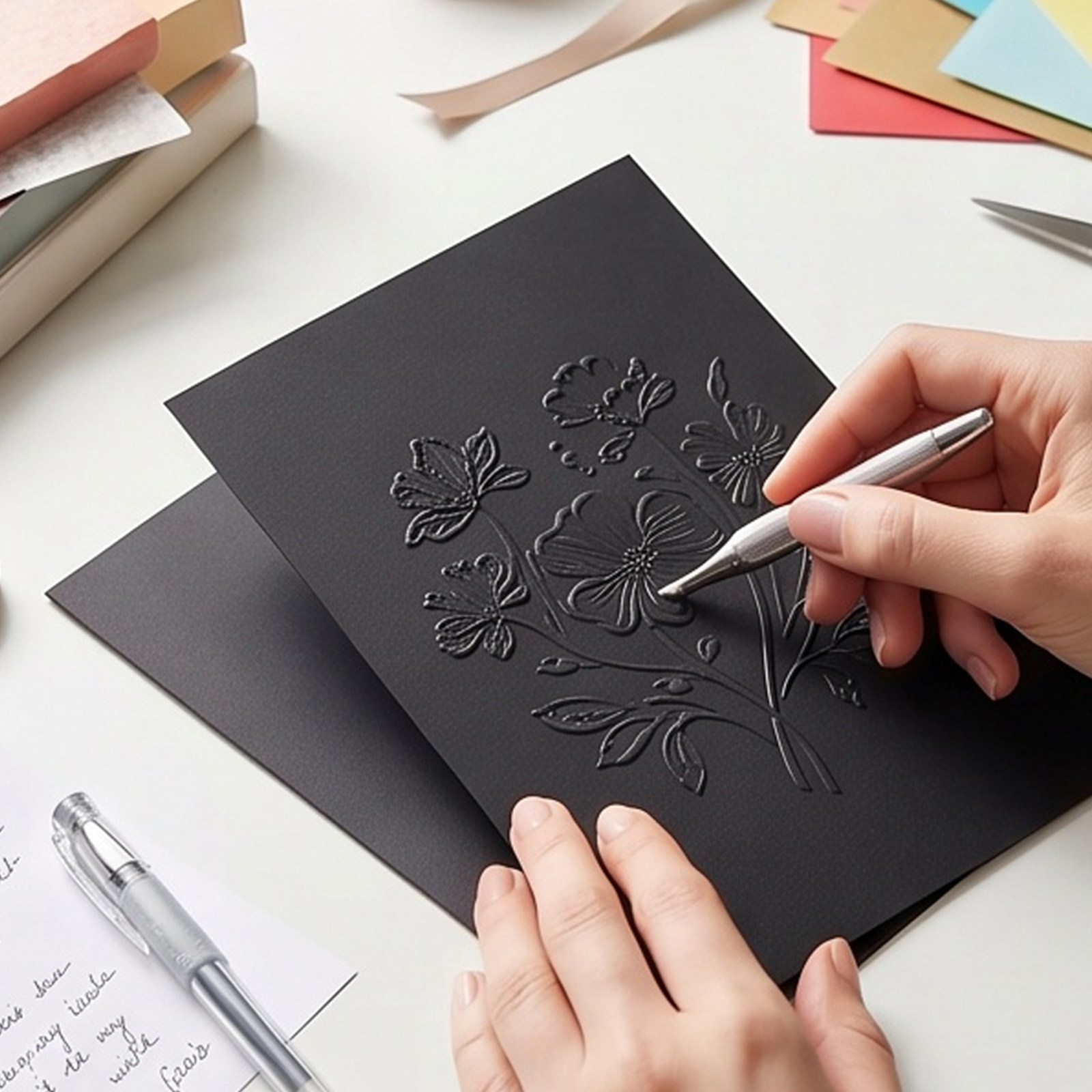 Papercraft Supply Invitation - กระดาษการ์ดสีดำหนา 60 แผ่น ขนาด A4 สำหรับทำการ์ด