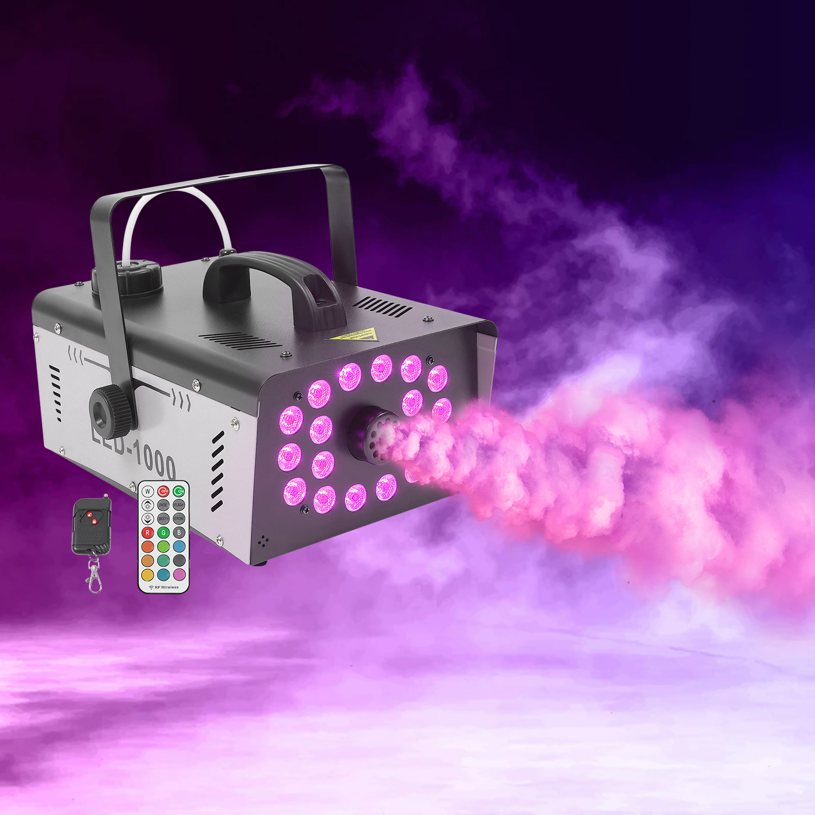 Event Party Dj - เครื่องพ่นควัน 1000W 18 LED เครื่องพ่นหมอกสำหรับเวที รีโมทควบคุมแบบมีสายคู่