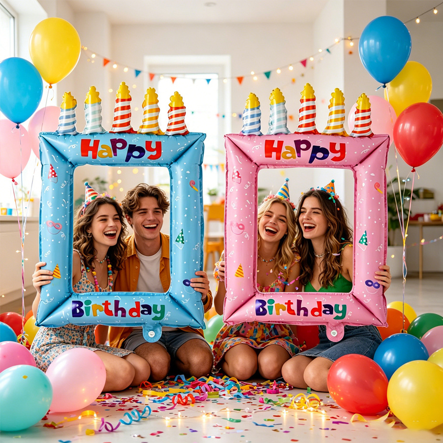 Photo Booth Frame - กรอบรูปลูกโป่งธีมเจ้าหญิงขนาด 28 นิ้ว - อุปกรณ์ประกอบฉากถ่ายภาพเซลฟี่แบบฟอยล์ สำหรับงานฉลองวันเกิด