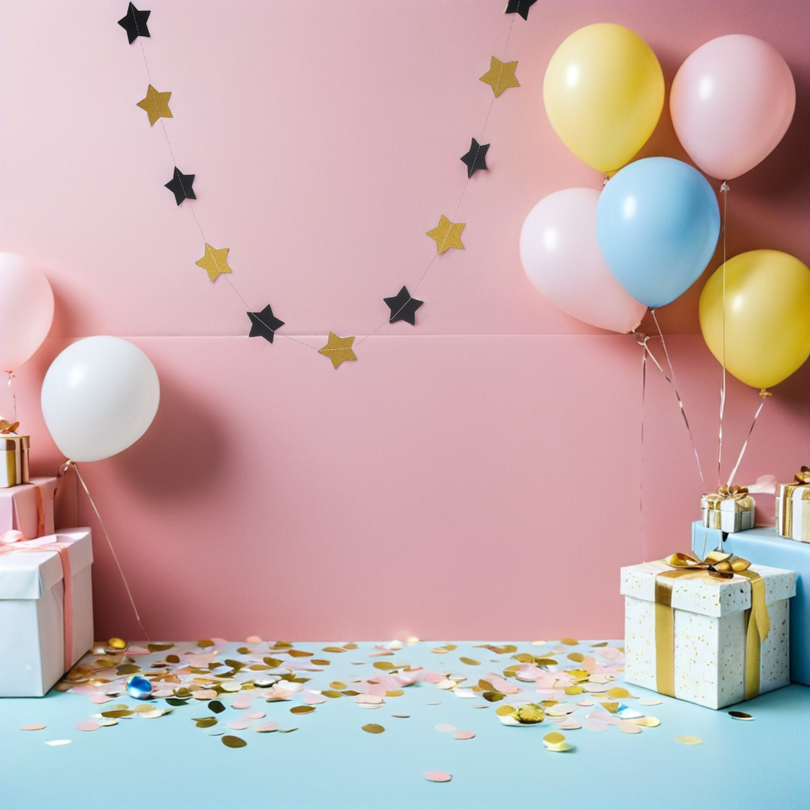 Party Banner Gold - 2 ชิ้น แบนเนอร์รูปดาวสีทอง ประดับด้วยกลิตเตอร์สองด้าน สำหรับตกแต่งงานปาร์ตี้วันเกิด งานเลี้ยงฉลองเด็กแรกเกิด