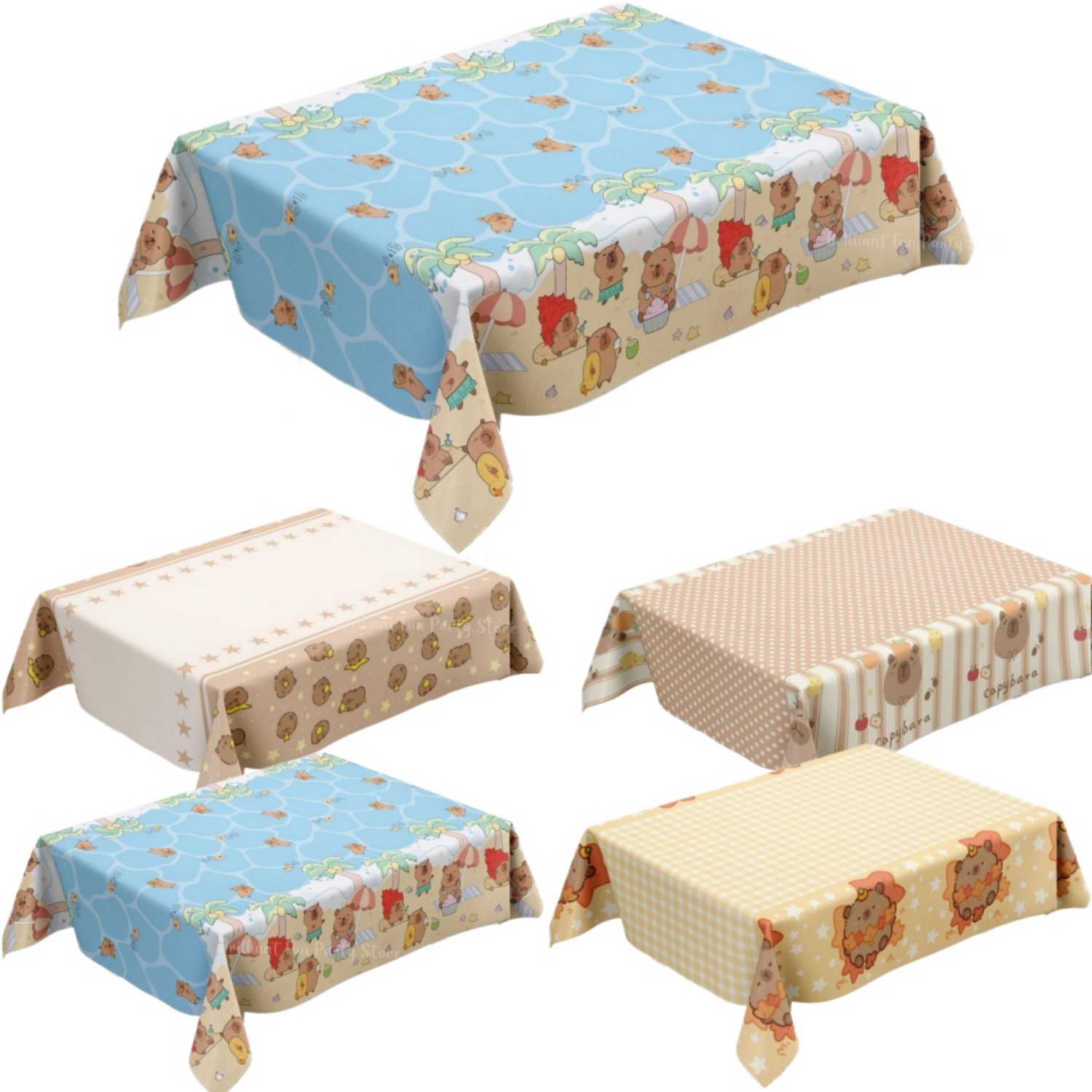Table Cloth Disposable - น่ารักคาปิบาร่าผ้าปูโต๊ะสำหรับเด็กวันเกิดธีมสัตว์พลาสติกแบบใช้แล้วทิ้งผ้าคลุมโต๊ะ 1/2/3 ชิ้นชุดอุปกรณ์ตกแต่งงานปาร์ตี้