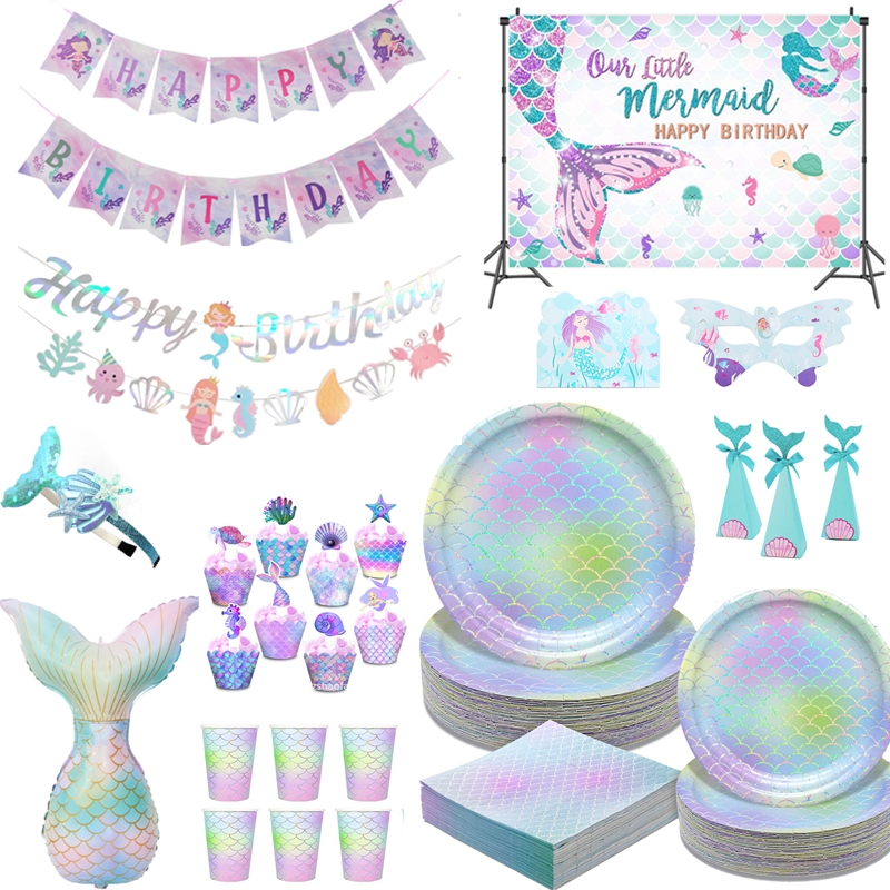 Mermaid Party Supplies Mermaid - Table Cloth Disposable บทวิจารณ์และราคา