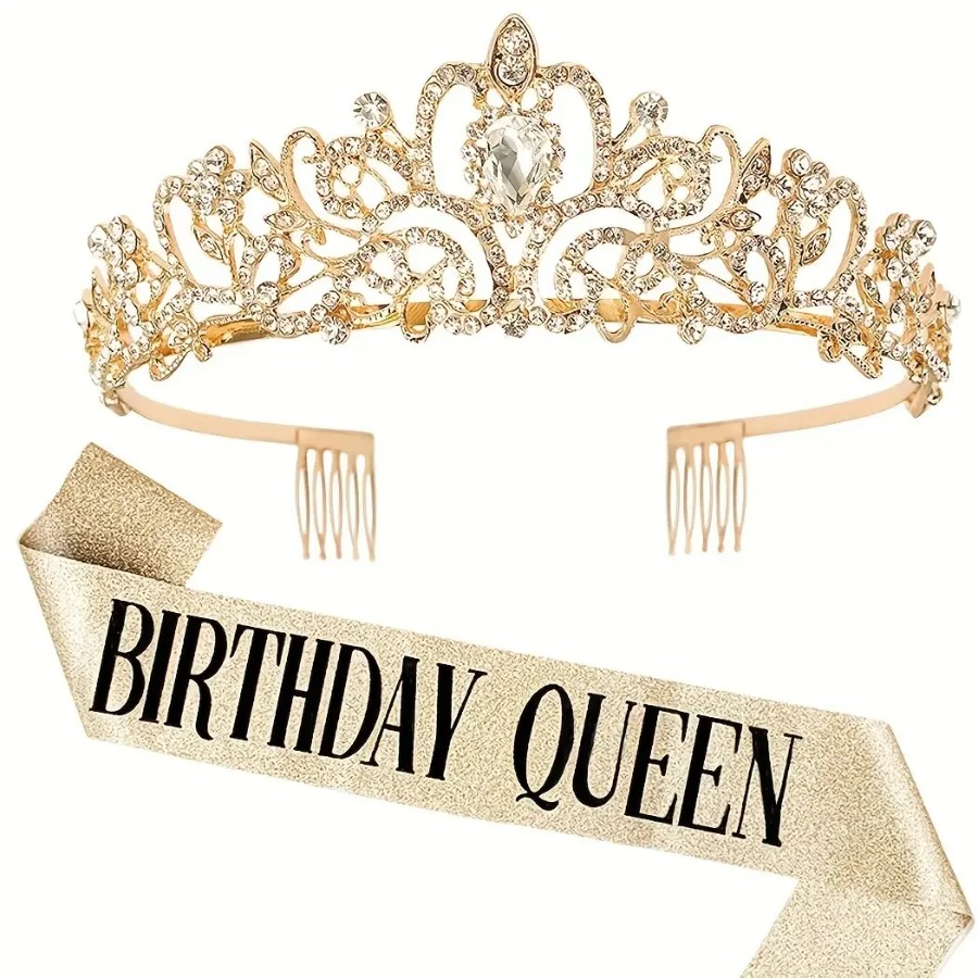 ชุดมงกุฎคริสตัลประดับเพชร 2 ชิ - Birthday Sash Glitter บทวิจารณ์และราคา