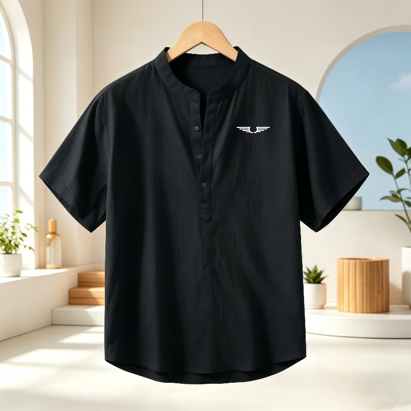 เสื้อเชิ้ตแขนสั้นคอเฮนลีย์ผ้าฝ - Event Support บทวิจารณ์และราคา