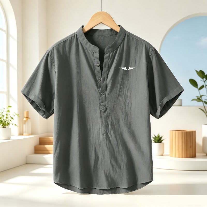 เสื้อเชิ้ตแขนสั้นคอเฮนลีย์ผ้าฝ - Event Support บทวิจารณ์และราคา