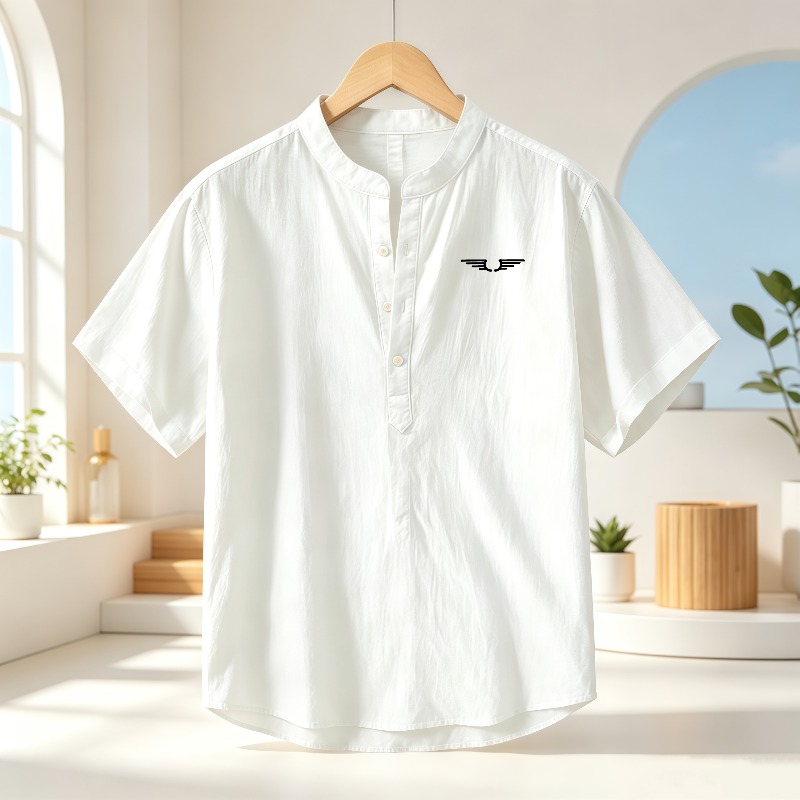 เสื้อเชิ้ตแขนสั้นคอเฮนลีย์ผ้าฝ - Event Support บทวิจารณ์และราคา