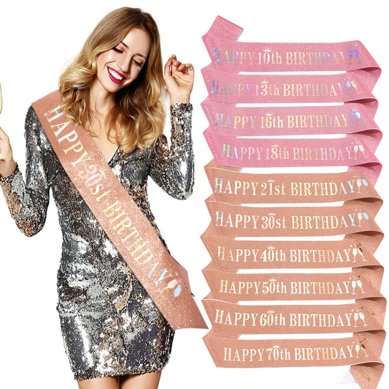 13th 10th มีความสุข21st 16TH 3 - Birthday Sash Glitter บทวิจารณ์และราคา