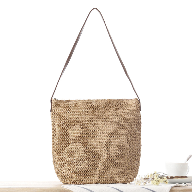 กระเป๋าสะพายไหล่สานจากฟางสีพื้ - Paper Straw Color บทวิจารณ์และราคา