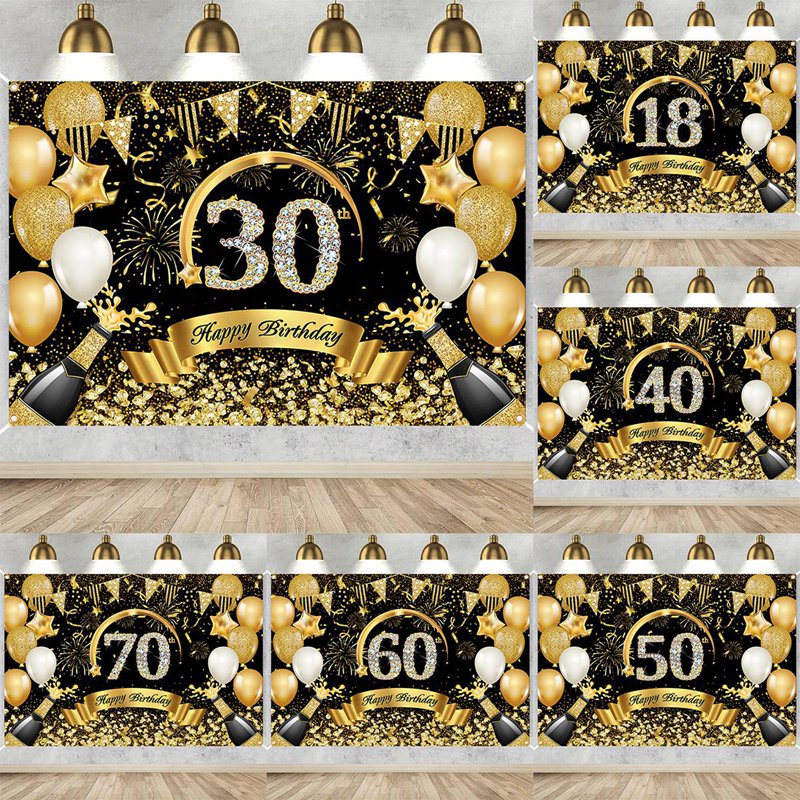 Happy 30th 40th 50th แบนเนอร์ว - Party Banner Gold บทวิจารณ์และราคา