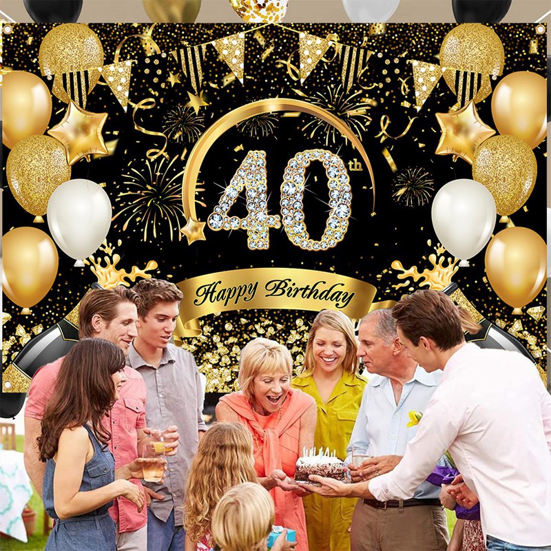 Happy 30th 40th 50th แบนเนอร์ว - Party Banner Gold บทวิจารณ์และราคา